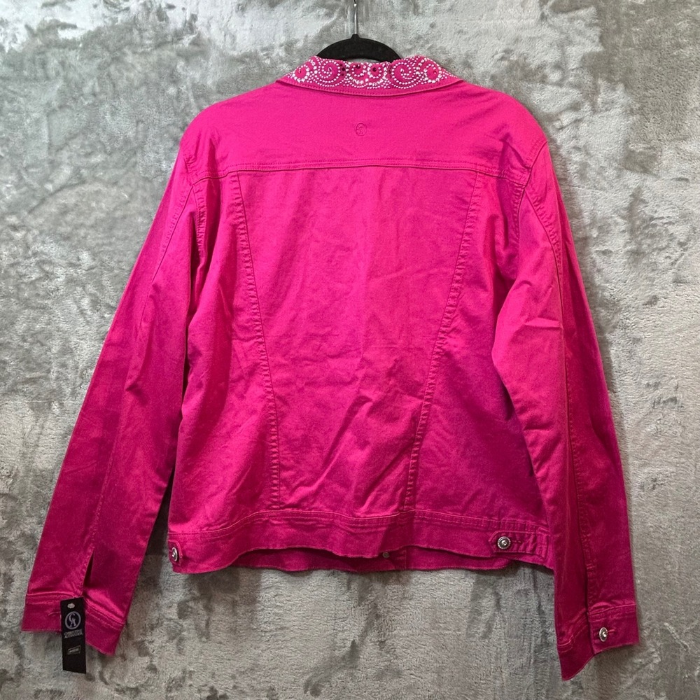 Christine Alexander Fuchsia Swarovski Crystal Embellished Denim Jacket XXL New - Picture 5 of 13
